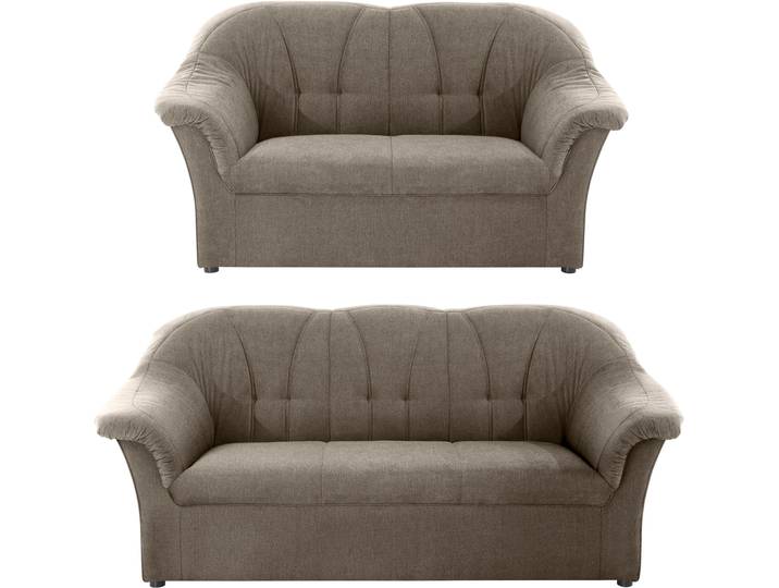 Polstergarnitur DOMO COLLECTION Pegnitz , braun (schlamm), Chenille-Optik, 95% Polyester, 5% Nylon, Sitzmöbel-Sets, 3-Sitzer & 2-Sitzer-Set