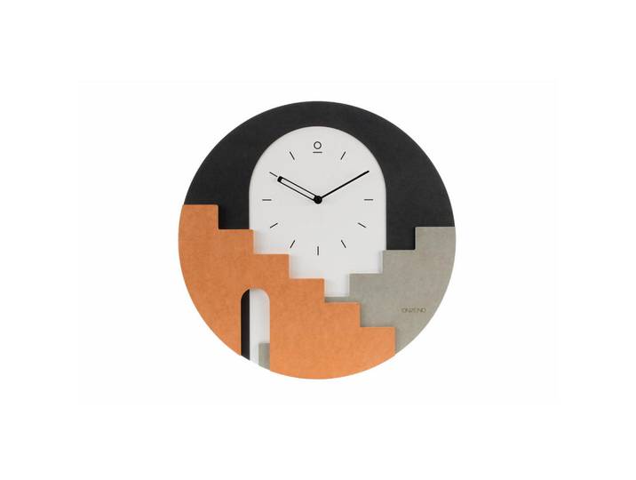 Onzeno Wanduhr Design Schwarz-Weiß 48/48 cm, 48x48x1 cm, Dekoration, Uhren, Wanduhren