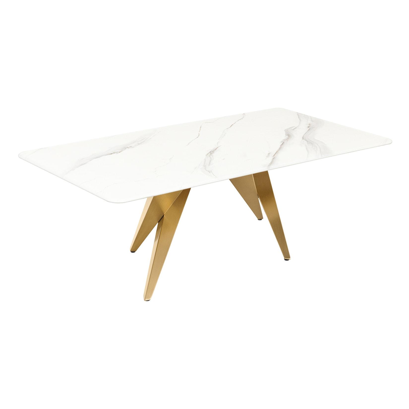 riess-ambiente Moderner Couchtisch ART LIVING 130cm weiß Marmor Keramik champagner gold brushed