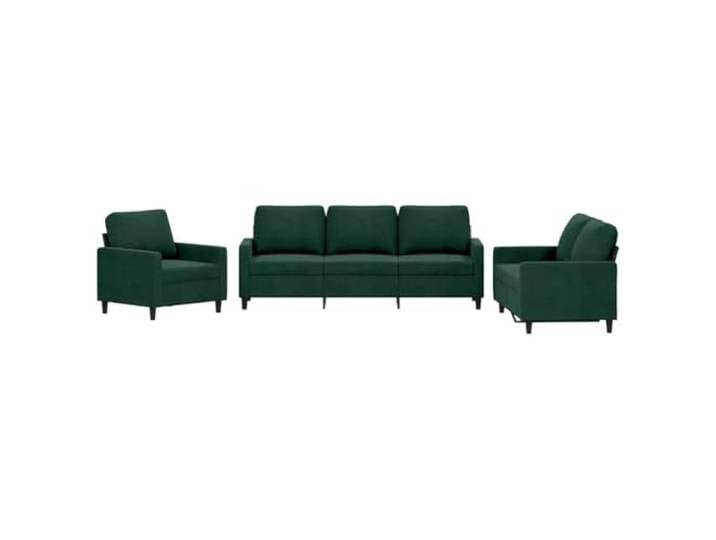GHVBNMF 3-TLG Sofagarnitur mit Kissen Dunkelgrün Samt Polstermöbel Set Samt Couchset für Wohnzimmer mit Sessel 2er und 3er Sofa inklusive Kissen Dunkelgrün.