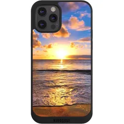 Nivocase Handyhülle für Apple iPhone 12 Pro Max Hülle NIVOpure Case Schwarz Meer Sonnenuntergang Strand (Apple iPhone 12 Pro Max), Smartphone Hülle, Schwarz
