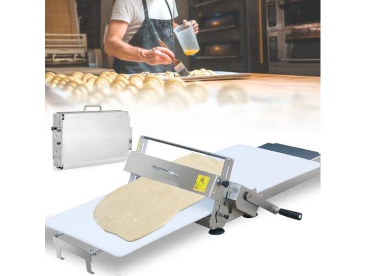 Dfdieratve Manual Foldable Dough Sheeter, Edelstahl-Teigausrollmaschine, Ausrollbrett, manuelle Teigausrollmaschine, Einstellbare Teigdicke, für Präzises Blätterteig Teigausrollmaschine B400