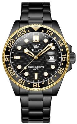 Everyday Crate OLEVS 3610 Mens Quartz Watch Stainless Steel Waterproof Watch With Luminous Display black