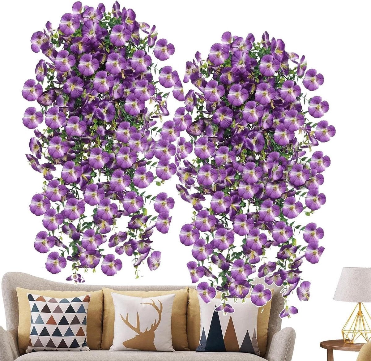 Kunstmatige Wijnstokken Paars - Realistische Hangplanten voor Buiten Decoratie - 75 cm