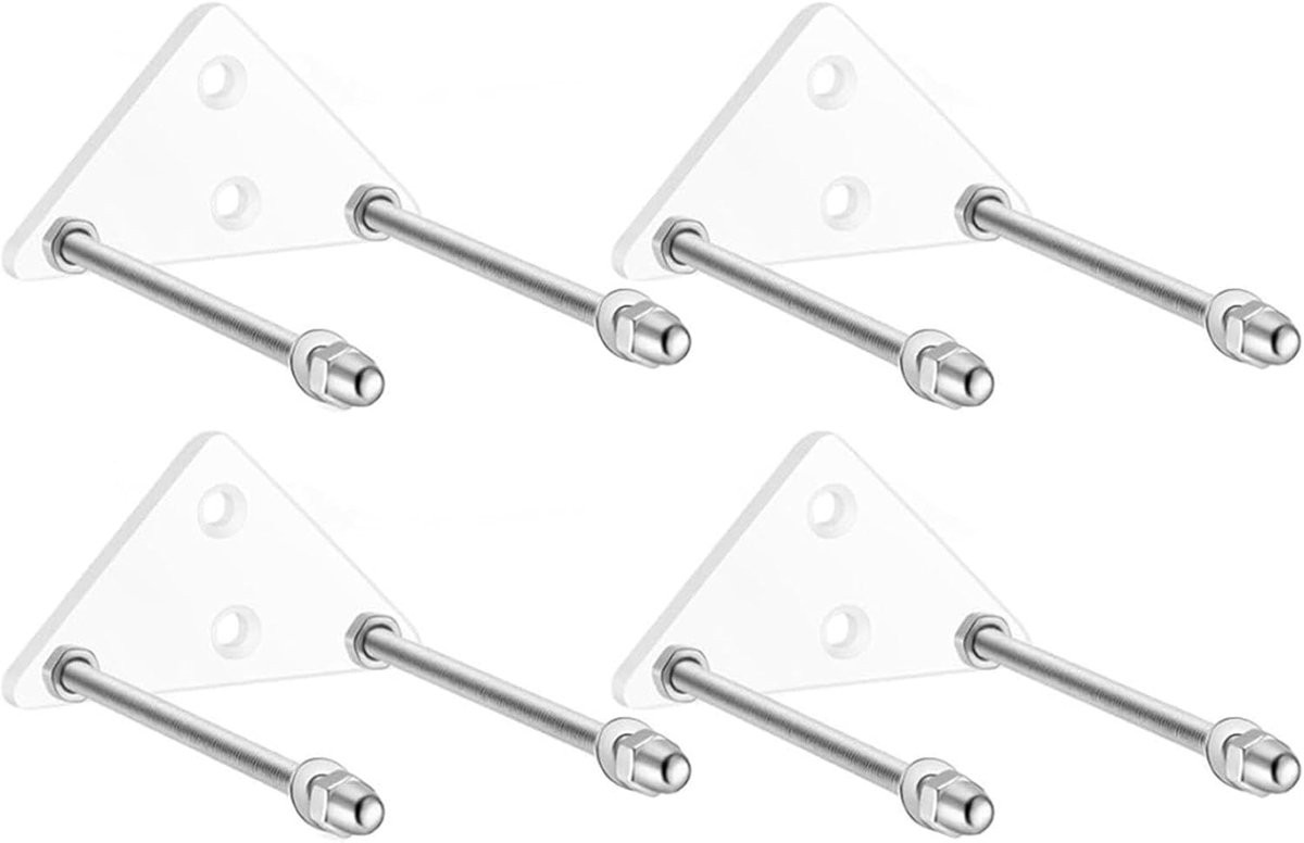 Set van 4 Skateboard Wandhouders van Acryl en Metaal - Transparant