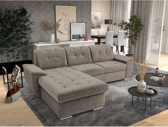 Ecksofa EXXPO - SOFA FASHION Derby Inkl. Kopfteilverstellung, wahlw. Bett & Bettkasten, L-Form , braun (cappuccino), B:277cm H:92cm T:206cm, Sofas, Ecksofa, mit Kopf- bzw. Rückenverstellung