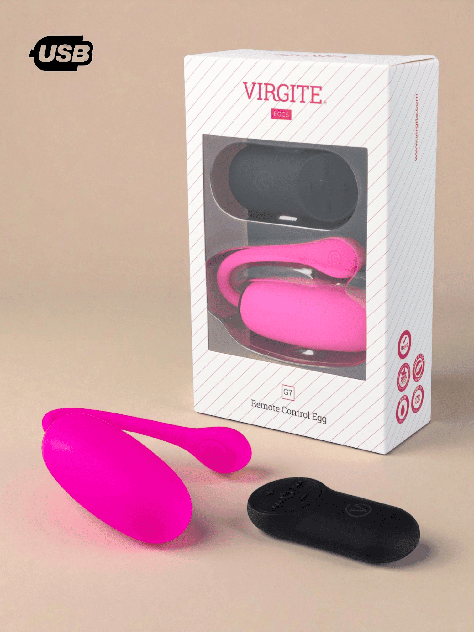 Virgite Oeuf Vibrant Rechargeable G7 ROSE
