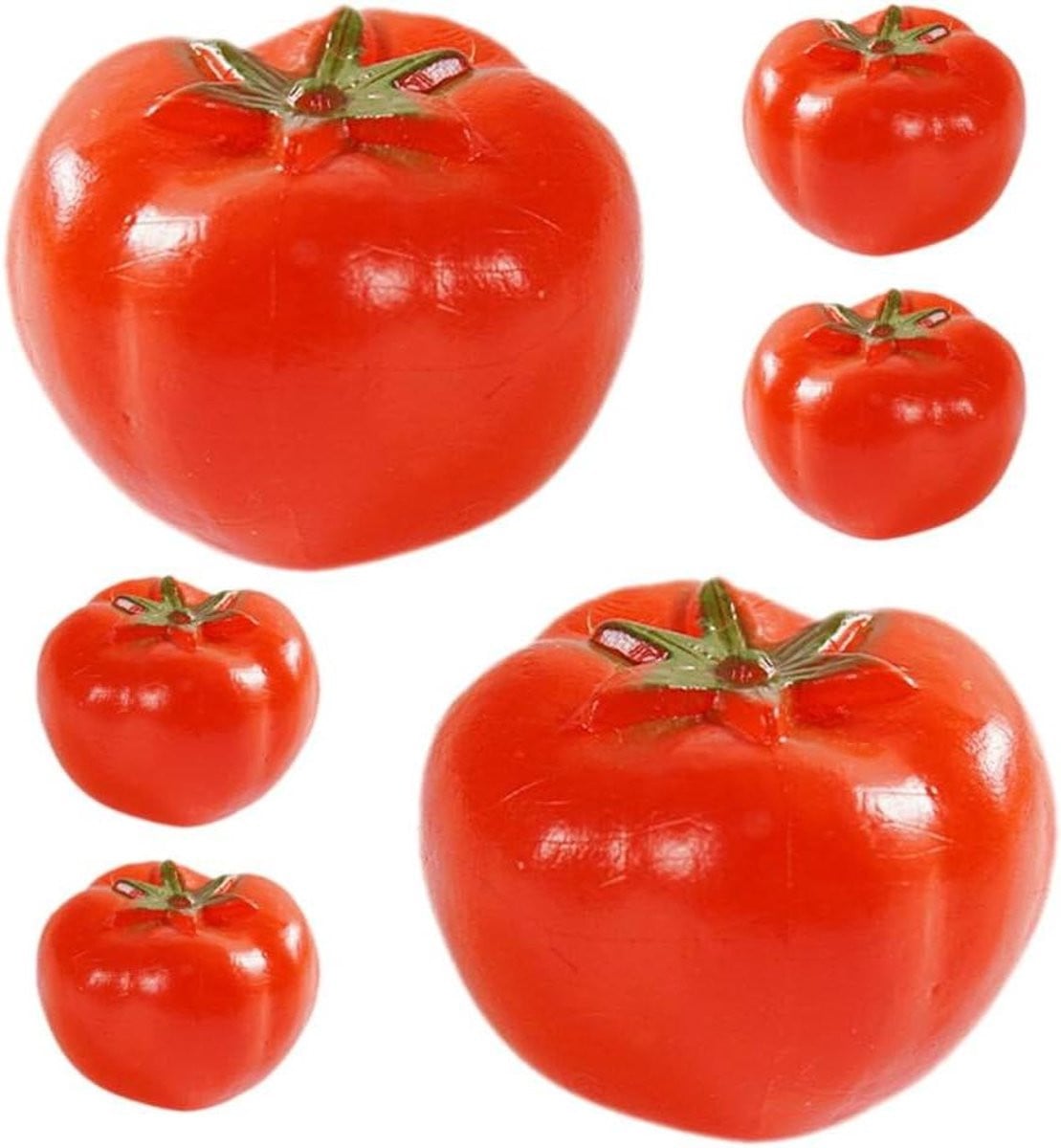 Set van 6 levensechte kunstmatige tomaten van PVC voor keukendecoratie - Rood