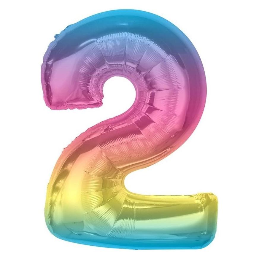 GoDan Folienballon Nummer 2, Regenbogen Smart, 92 cm (1x) (47994230)