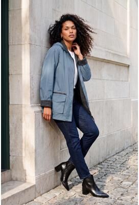 Plus Size Women's Plus Size Hooded Nylon Jacket by Roaman's in Gunmetal (Size 2X) Rain Water Repellent