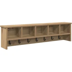 vidaXL Wandmontierter Kleiderständer mit Regal Wandmontiert mit Speicher Eiche handwerklich