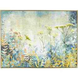 Bild Blue Wild Flower, Leinwanddruck mit Kiefernholzrahmen, klassisch, Blau Bunt, 120x90 cm