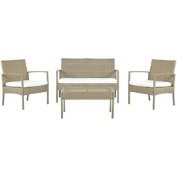 LOUNGE-SET 4-sitzer Rattan Beige Marsala