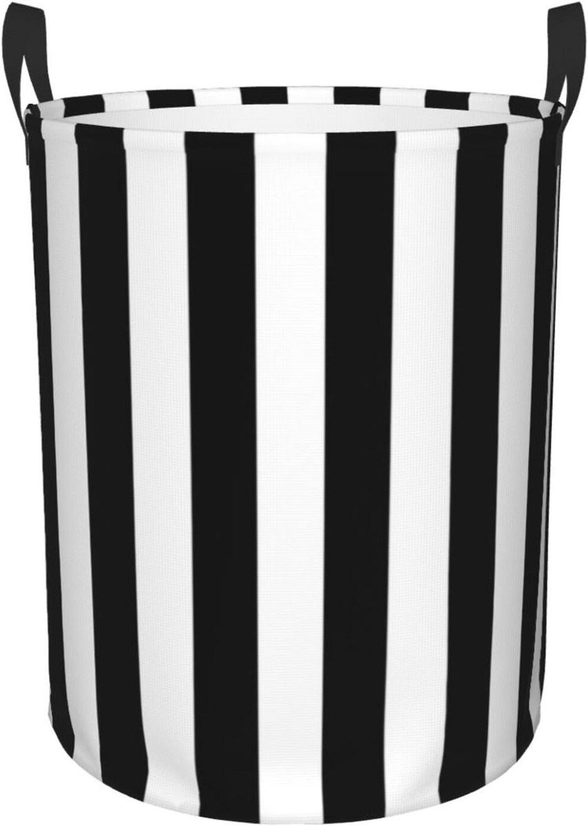 Wasmand Gestreept - Kledingmand voor het sorteren van wasgoed - Zwart Wit