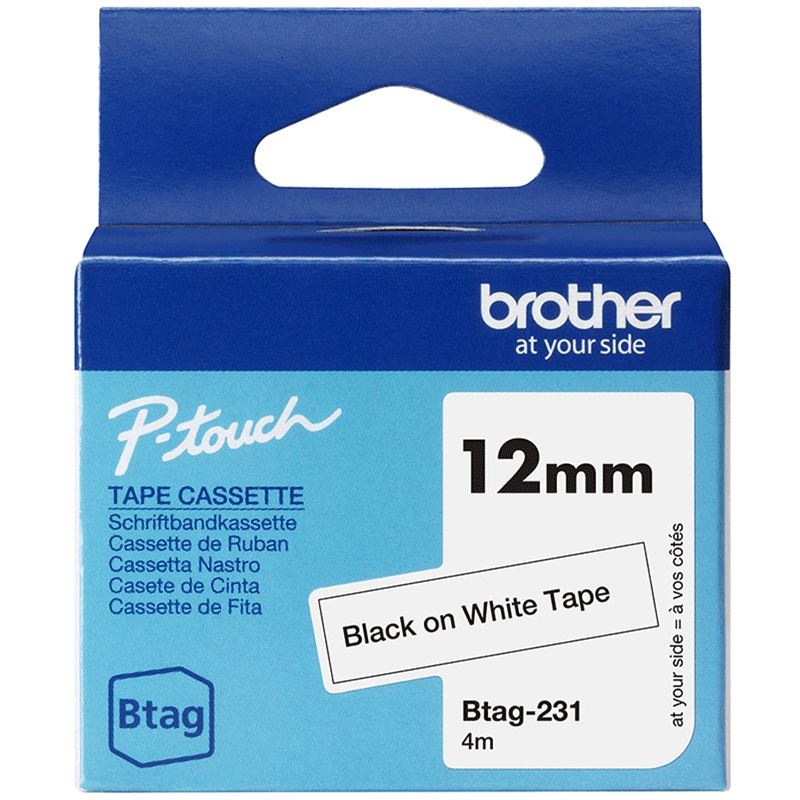 Brother Schriftband 12mmx4m schwarz/weiß BTAG-231