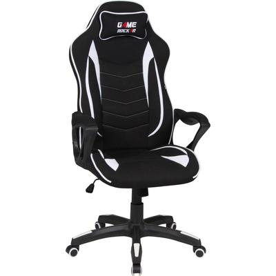 Gaming-Stuhl DUO COLLECTION "Game-Rocker R-10", schwarz (schwarz, weiß, schwarz, weiß, schwarz, weiß), B:67cm H:121cm T:67cm, Stühle, Gaming-Stuhl, komfortabler Bürostuhl mit Nackenkissen & Drehfunktion