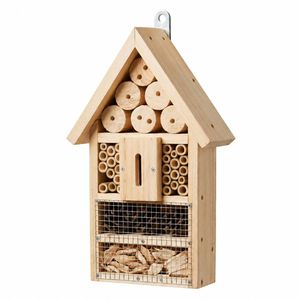 Relaxdays Insektenhotel 10052301, zum Aufhängen, aus Holz, Bausatz mit Nisthülsen, 30,5 x 17,5 cm