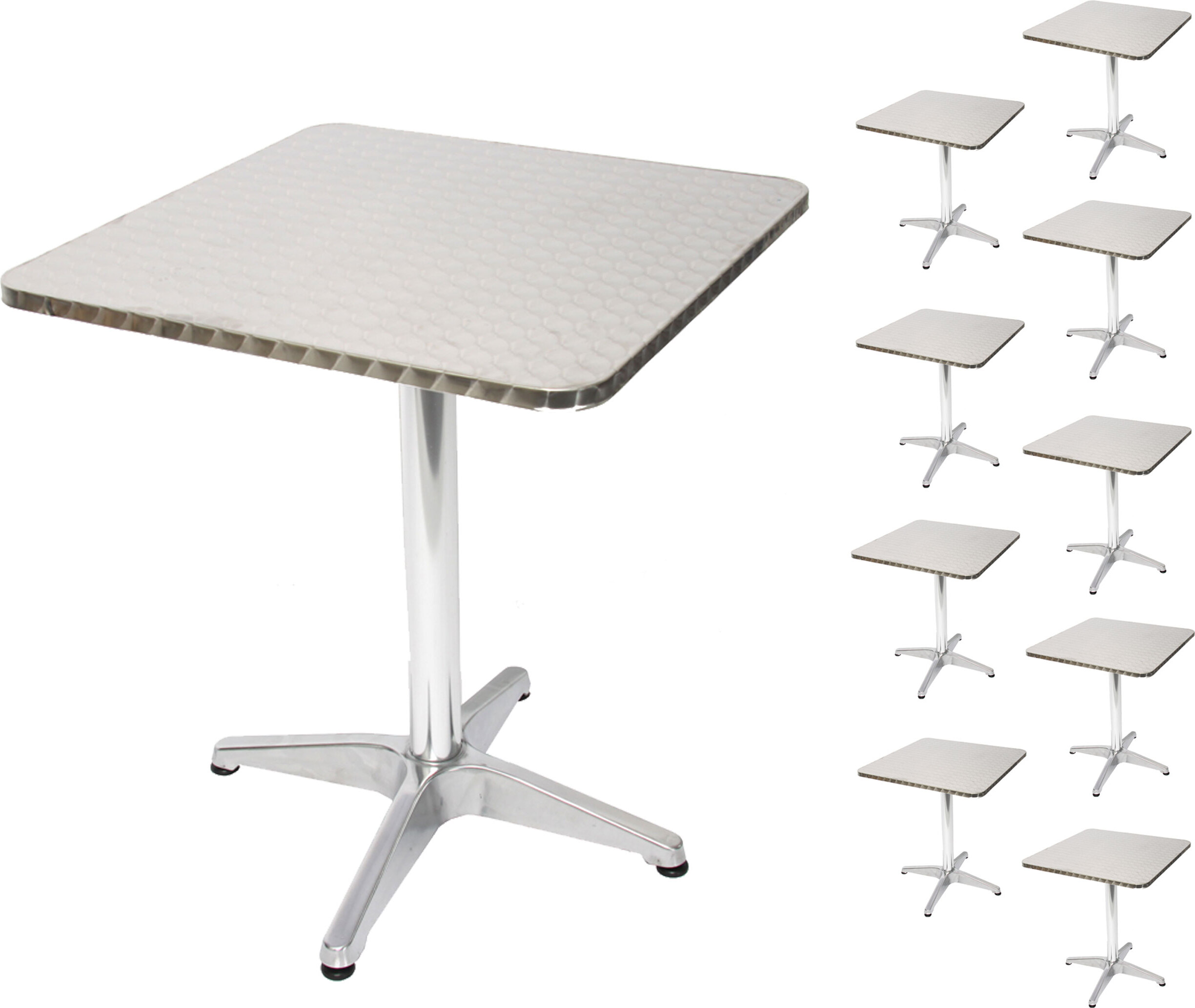 10er-Set Alu-Bistrotisch M28, Tisch-Set Gartentisch, rechteckig 60cm