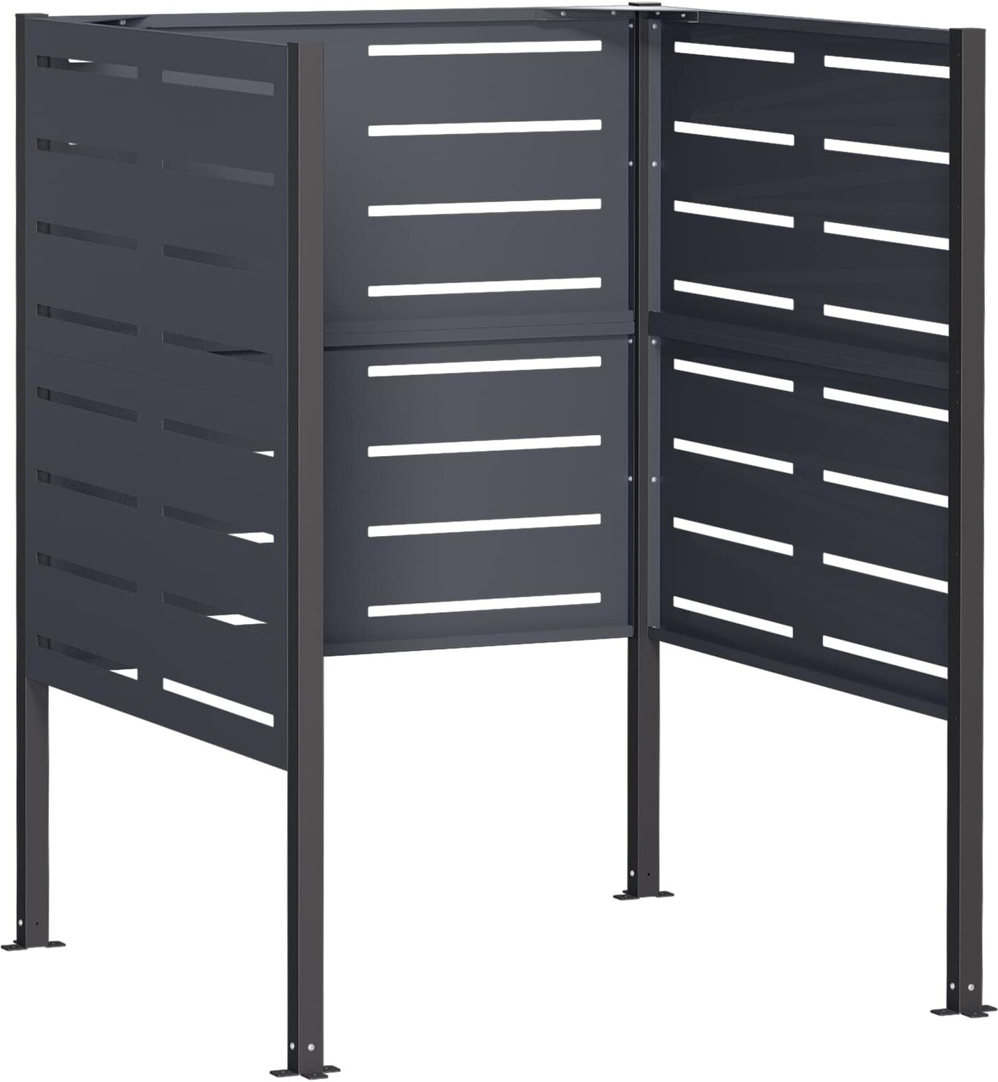 vidaXL Écran pour poubelle 85 x 85 x 113 cm Acier Anthracite