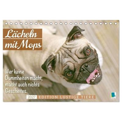 Lächeln mit Mops (Tischkalender 2027 DIN A5 quer), CALVENDO Monatskalender