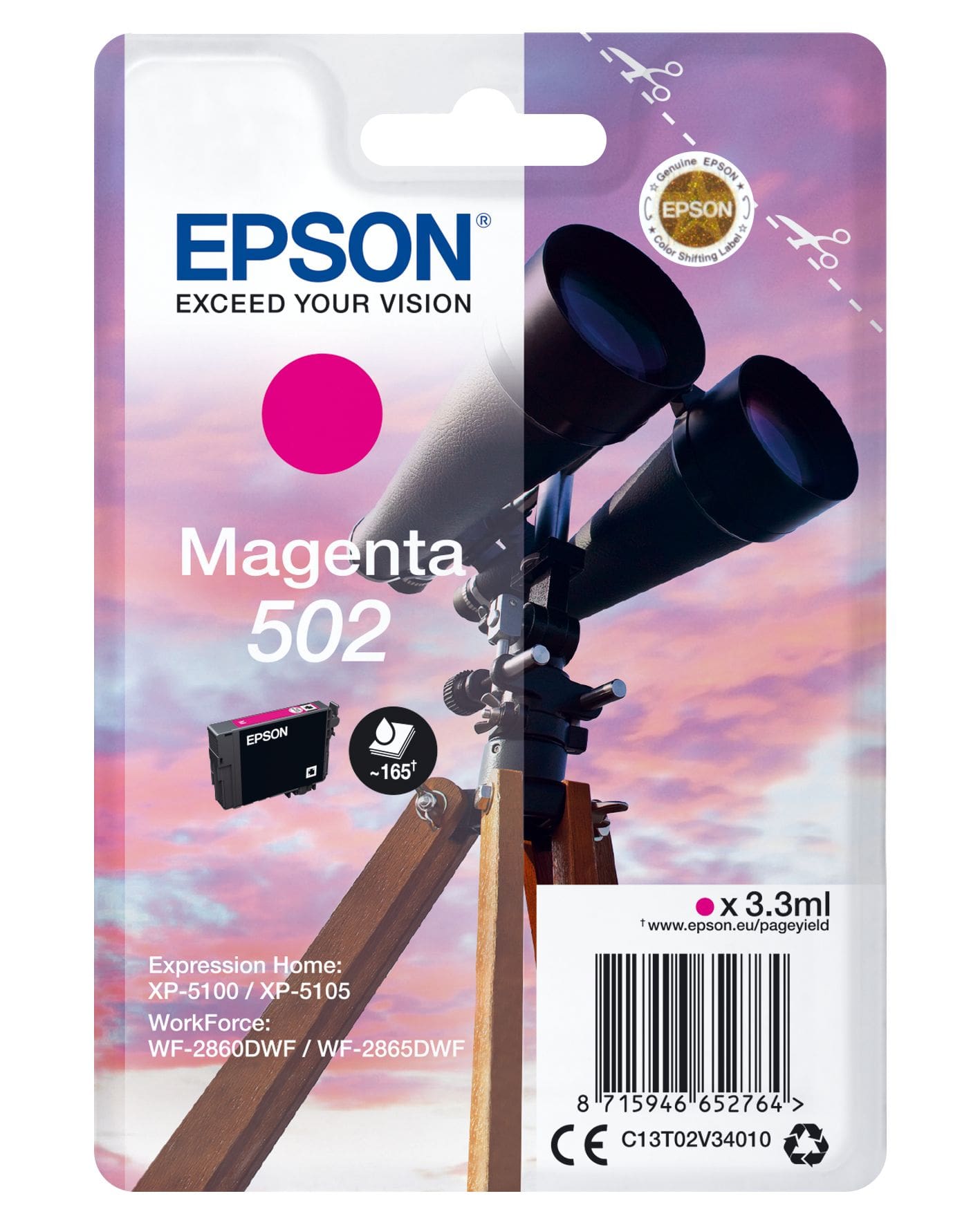 Epson 502 C13T02V34010 originale Magenta 3,3 ml
