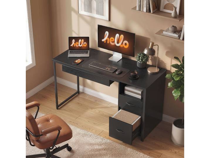 HOMCOM Bureau Table Ordinateur 120x52cm Noir