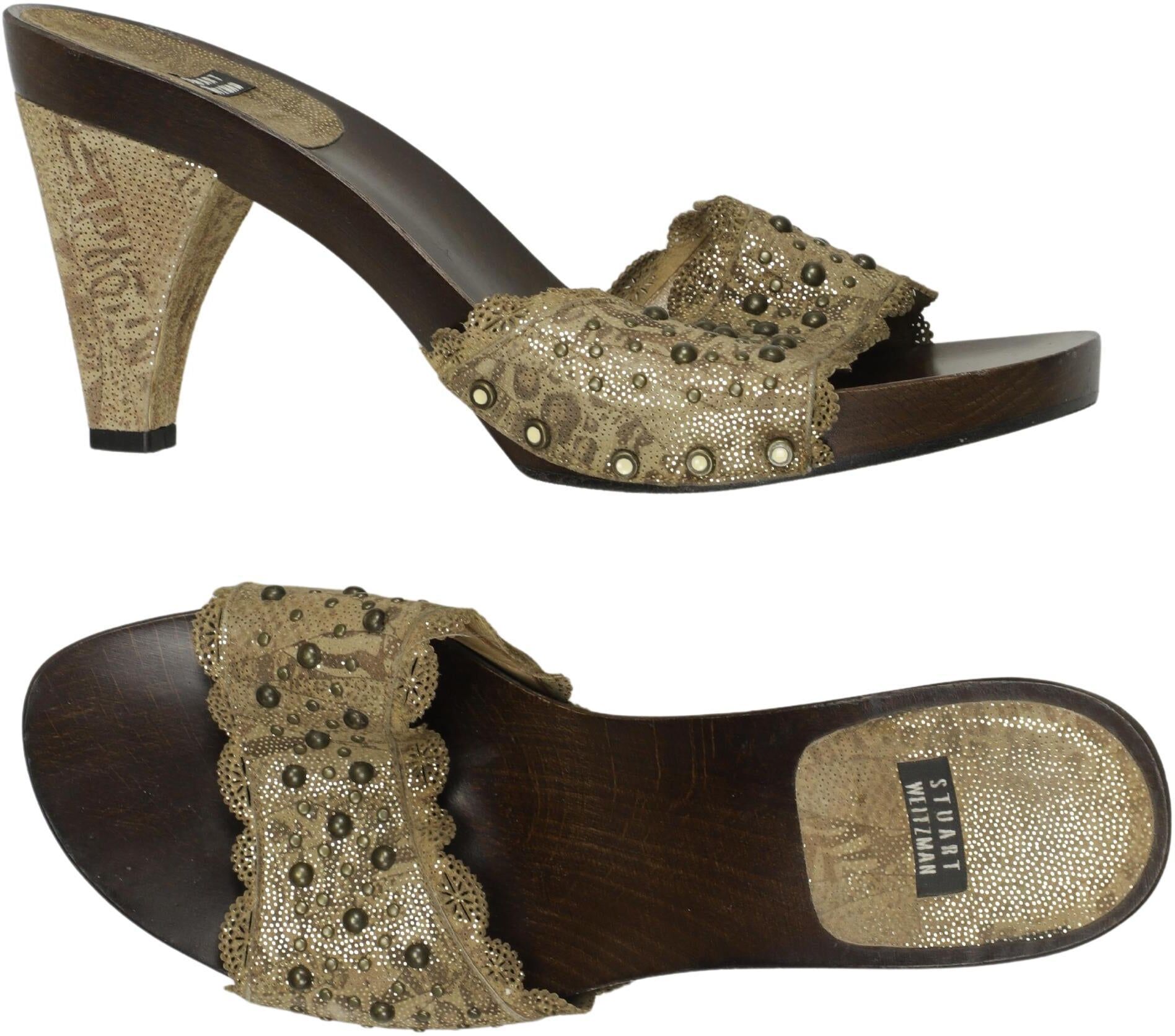 Stuart Weitzman Damen Sandalen, Beige, Gr. EU 39, kein / Etikett - Second Hand
