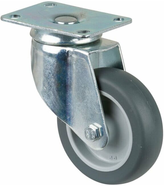 BS Rollen Roulette pivotante C100.A80, avec plaque, diamètre 100, L 30mm 80kg, caoutchouc (C100.A80.100)