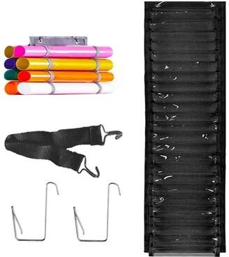 Uplift Picks Hanging Vinyl Roll Storage Organizer Bag For Wall Door Craft Room Supplies Rack black (48 Grids)