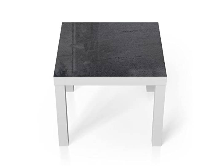 DEQORI Glastisch weiß klein 55x55 cm Motiv Schiefertafel Stein-Optik ausgefallener Beistelltisch aus Glas Hochglanz Couchtisch fürs Wohnzimmer moderner Couch Tisch mit Design
