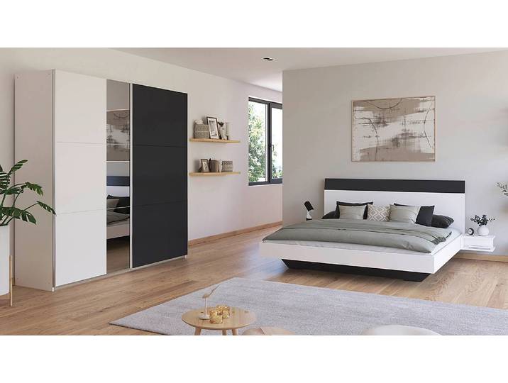 Schlafzimmerset 2-teilig Schweber 180 x 200cm Weiß/Alpinweiß/Graumetallic