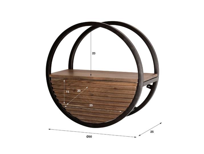 Clemento Circular Wandregal Massiv Akazie