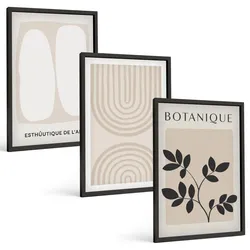 BILDER SET 3er Set - 40x60 cm Schwarzer Rahmen - Boho-Pflanzenposter