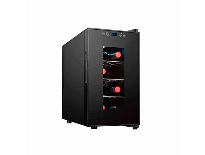 LACOR - 69670 - Weinkeller 8 Flaschen, Weinkühlschrank, Thermoelektrischer Kühlschrank, Temperaturverstellbar, Abnehmbare Regale, leise, Antivibrationssystem, Edelstahl, 26x49,5x48 cm