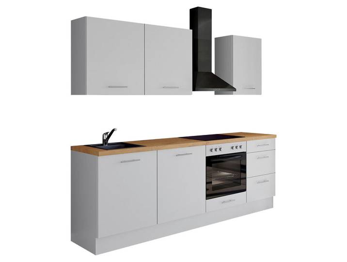 Küchenleerblock, Weiß, 230 cm, Metall, 3 Schubladen, Modern, Impuls