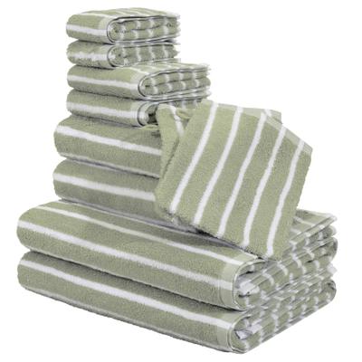 Handtuch Set OTTO HOME "Jannika, Duschtücher, Handtücher, Gästetücher, Seiftücher, Waschlappen", grün (salbei weiß), 10, Frottier, Frottier, Obermaterial: 100% Baumwolle, Handtuch-Sets, Handtücher mit Streifen, 100% Baumwolle, weich, umfangreiches Set