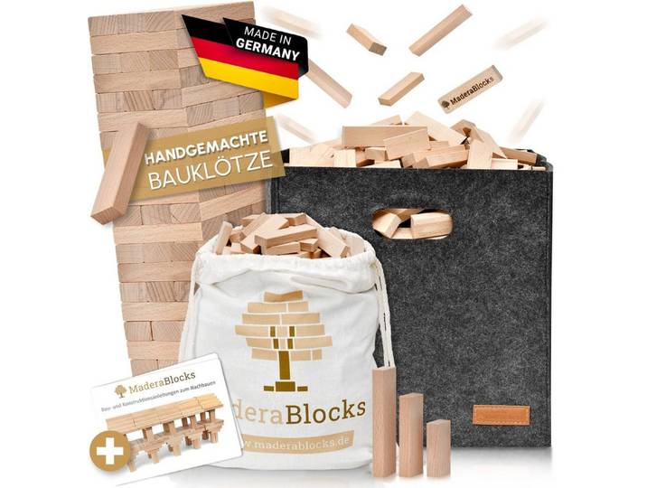 MaderaBlocks 200-1.600 Holzbausteine Natur 100% Made in DE Bauklötze Holz Bausteine Spielbauklötze, Baumpflanzung - Made in Germany (Ravensburg)
