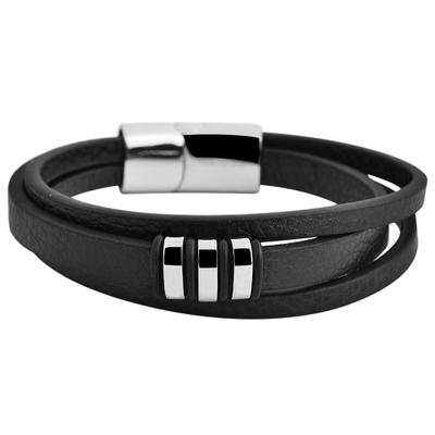 Armreif ADELIA´S "Armband – Armreif aus Leder 21 cm", schwarz, Armbänder, Damen, 21cm, Leder, Armreif, Ideal als Geschenk – dezent und elegant