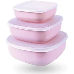 Bestgoodies Vorratsdosen 9er Set "Eckig" Rosa ( 3 x 3er )