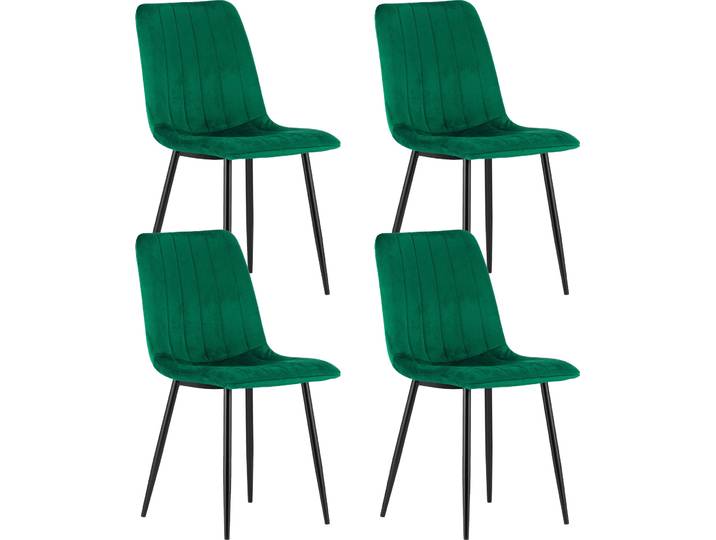 4er Set Polsterstuhl Esszimmerstuhl Stuhl Wohnzimmerstuhl Polster, 4x grün mit schwarzen Beinen