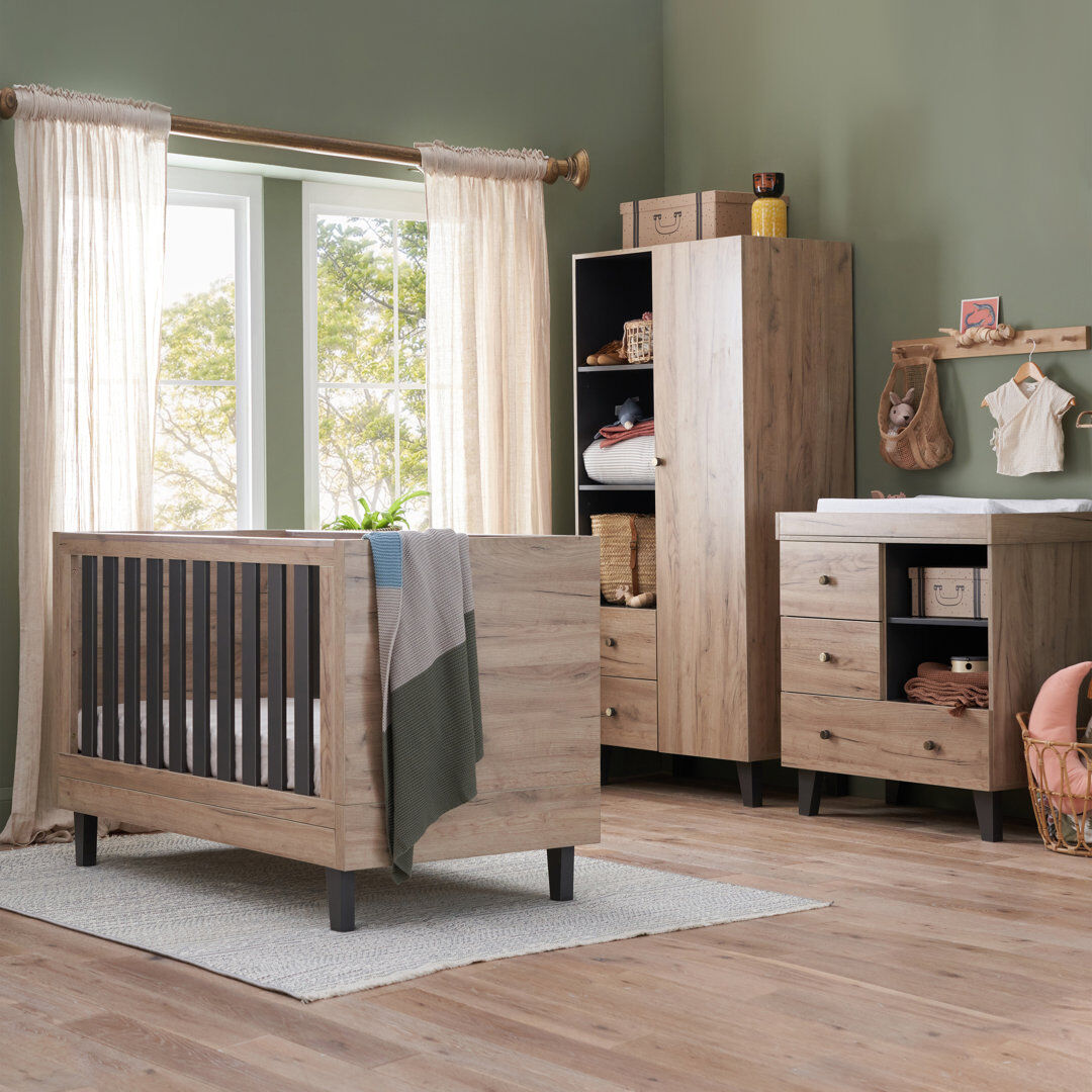 Tutti Bambini Como 3-Piece Nursery Furniture Room Set Distressed Oak/Slate Grey 70 x 140 cm
