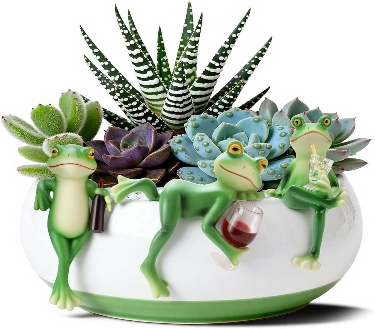 Set van 3 Mini Decoratieve Kikker Beelden voor Tuin en Patio