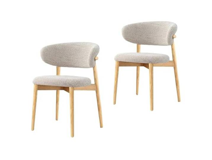Moderne Massivholz-Essstühle mit Bouclé-Polsterung, 2er-Set (B, 2PCS)