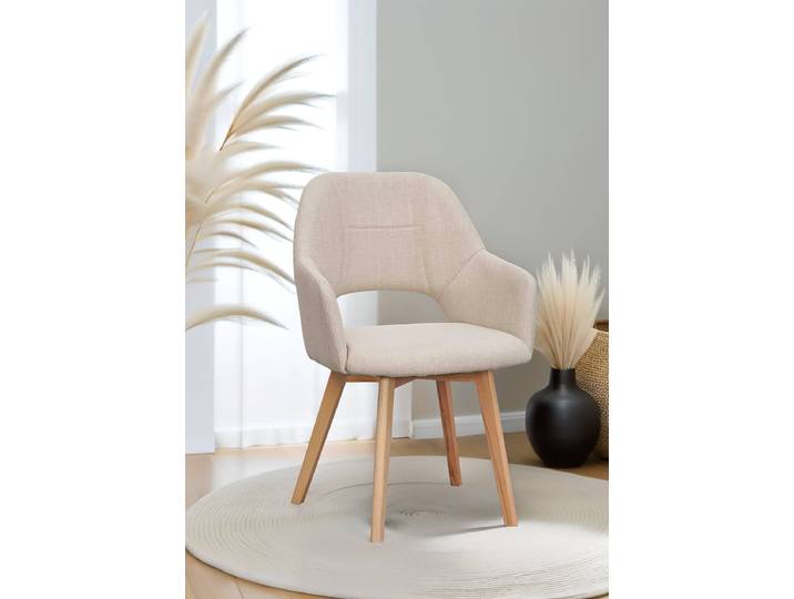 Drehbarer Esszimmerstuhl Stade 2er-Set 57 x 88 x 61cm Beige/Beige