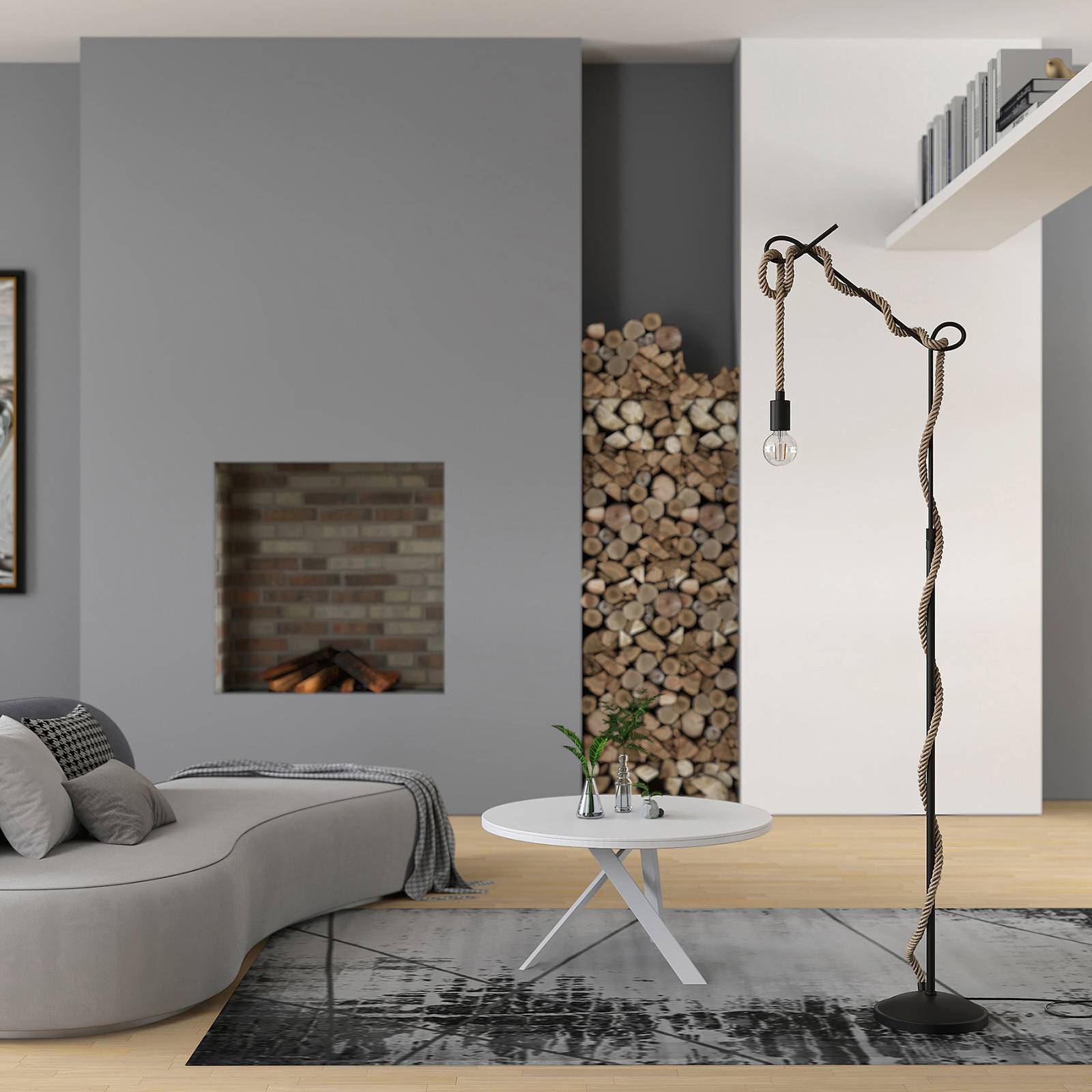 Floor Lamp Ropina Lucande, Black, Living / Dining Room, metal, Vintage, Floor Lamp