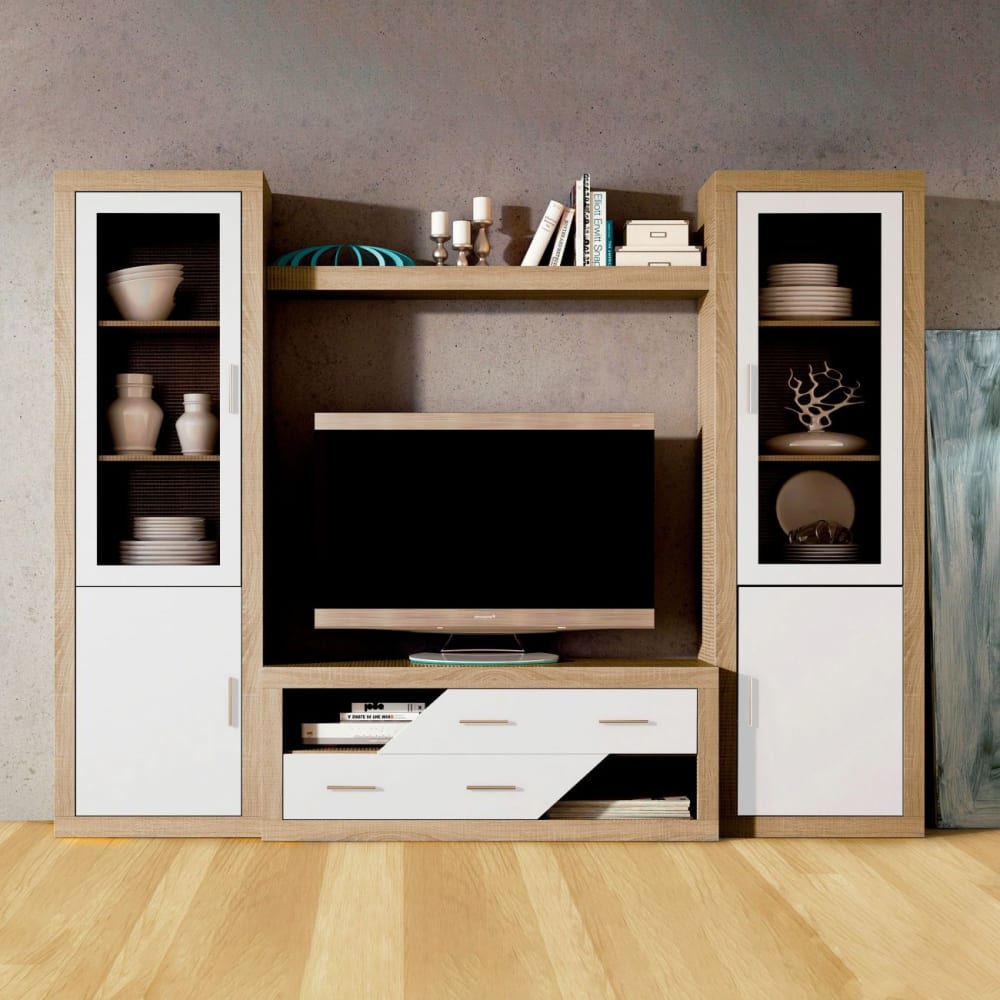 duehome Vitrina alta de salón con gran capacidad 193,2 cm cambria blanco