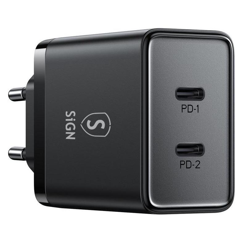 SIGN Dual USB-C PD Wall Charger 40W - White (40 W) (SN-PD40W)
