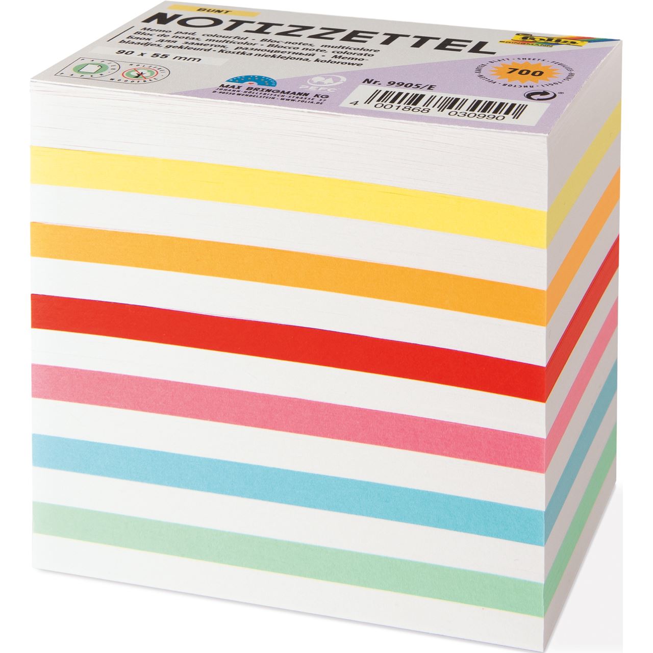 folia Notizzettel lose farbsortiert 5,5 x 9,0 cm, ca. 700 Blatt, 1 Pack