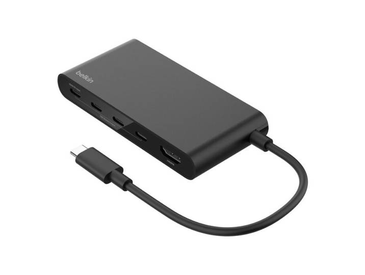 Belkin AVC021HQBK, USB Type-C, HDMI, USB Type-C, USB 3.2 Gen 2 (3.1 Gen 2) Type-C, 10000 Mbit/s, Noir, 100 W, Power Delivery 3.0
