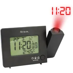 Miraval Funk-Projektionswecker Funkwecker USB 2 Alarme Temperaturanzeige Datum
